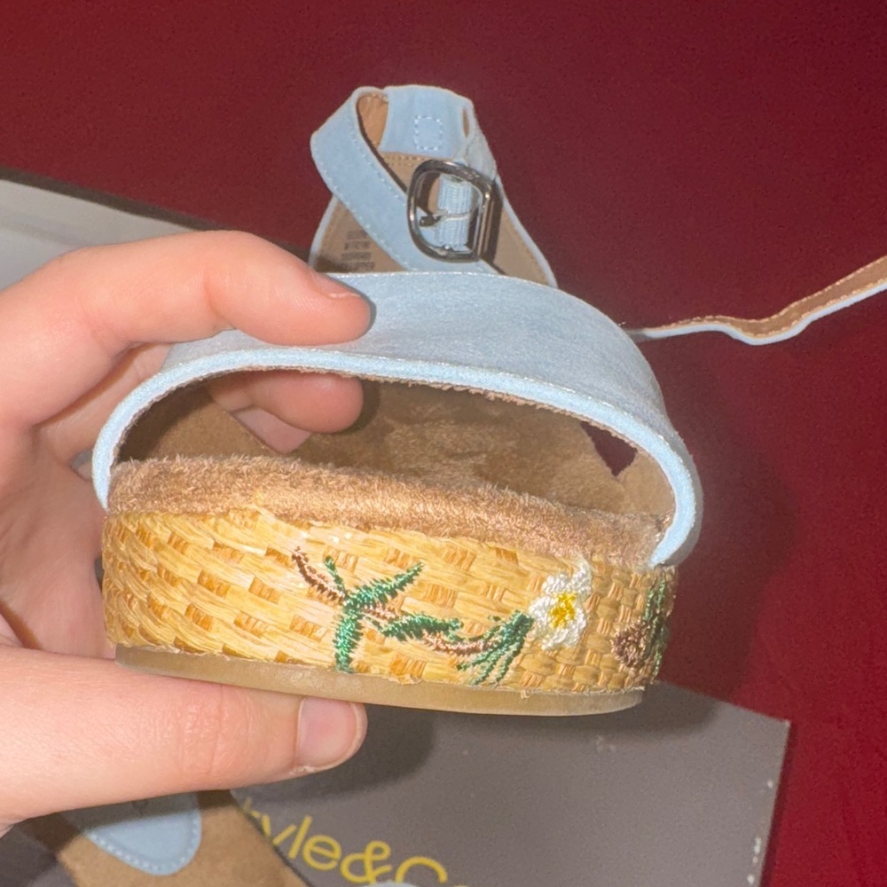 Style & Co. Blue Floral Embroidered Wedges - Picture 9 of 16